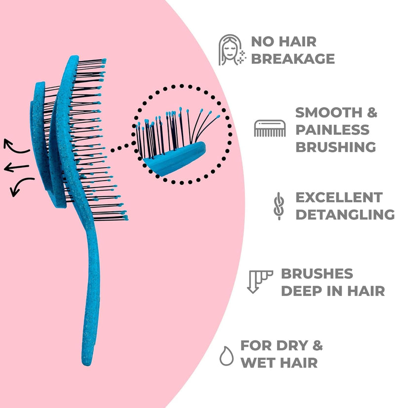 Ninabella Organic Detangling Hair Brush for Women, Men & Children - Does not Pull on Hair - Hair Straightening Brushes for Straight, Curly & Wet Hair - Unique Spiral Hairbrush, Rose Gold