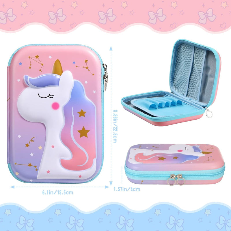 Unicorn Pencil Case for Girls, Pen Holder Pencil Storage Box, Portable High Capacity Students Stationery Holder, Cute Unicorn Pattern Pencil Pouch for Kids Gift