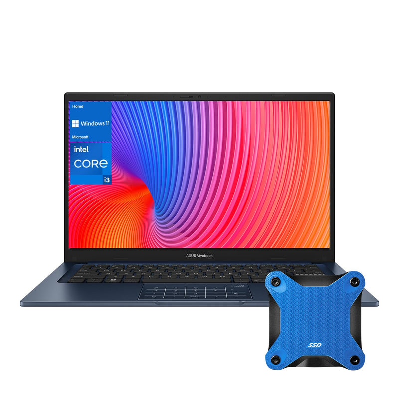 ASUS Vivobook 14 X1404ZA Slim Laptop With 14-Inch FHD Display, Core i3-1215U Processor,8GB RAM,128GB SSD,Intel Iris Xe Graphics,Windows 11 Home,Blue