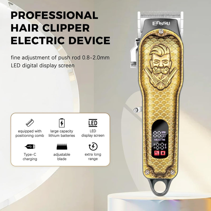 ENSSU Body Trimmer for Men, Electric Manscape Hair Trimmer, Waterproof Ball Trimmer for Chest, Beard, and Pubic Hair with LCD Display, Recharge Dock
