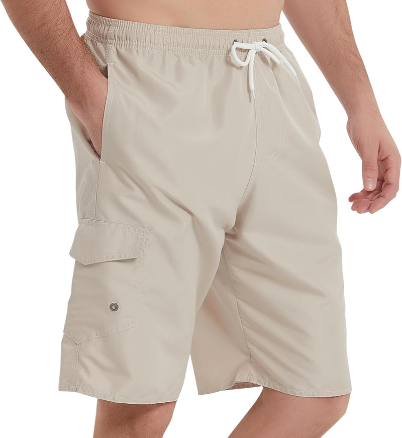 Men Trunk Style Swim Trunks - Khaki