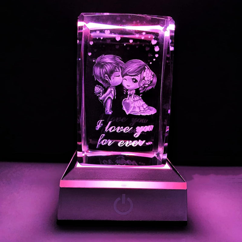 Trcousoa 3D Sweetheart Crystal Multicolor Night Light Mood Light,I Love You Gifts Ideas for Girlfriend Wife Mum Her Women, Christmas Anniversary Valentines Birthday Wedding Unique Special Presents