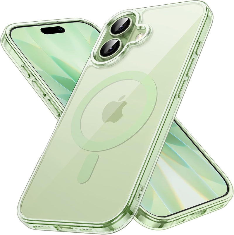 JETech Magnetic Case for iPhone 17 6.3-Inch Compatible with MagSafe, Shockproof Phone Bumper Cover, Anti-Scratch Clear Back (Clear) - Sage