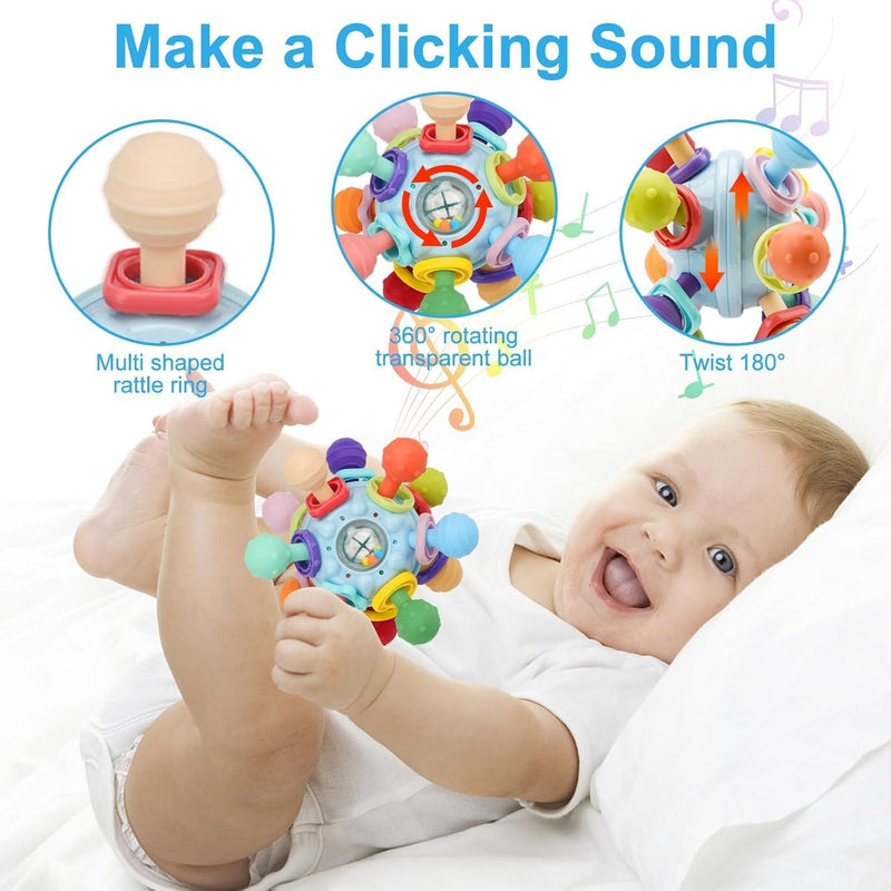 TOYBY Baby Sensory Teething Toys,Baby Montessori Sensory Toys for 0-12 Months, Baby Rattle Toys Activity Ball Infant Toys,Learning Developmental Toys Gifts Baby Girl Boy Gifts for 6 9 12 18 Months