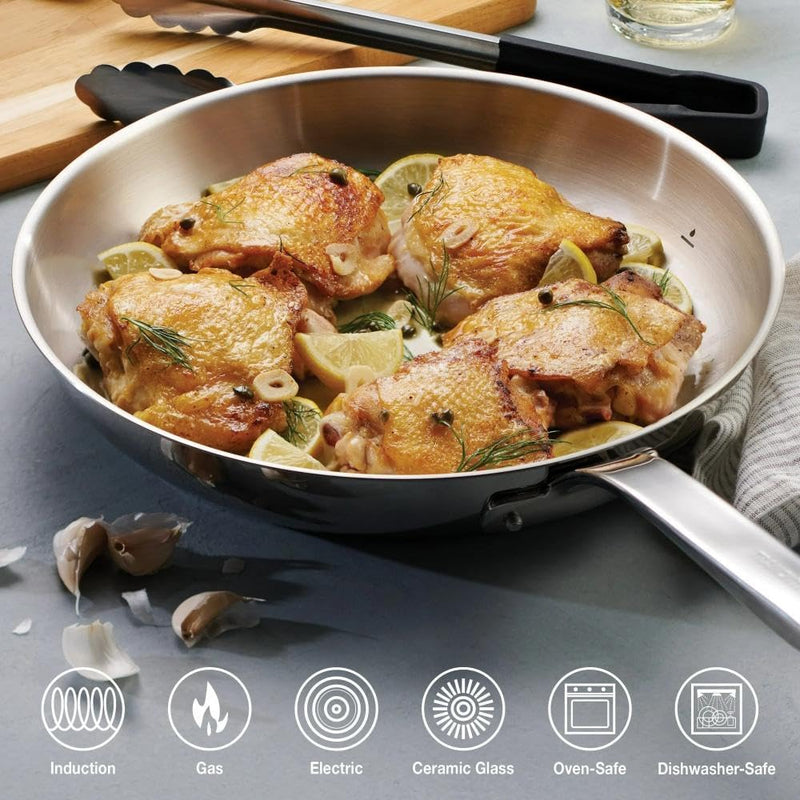 Tramontina Since 1911, 9-Piece Tempo Tri-Ply Base Stainless Steel Cookware Set with Glass Lids, Pots and Pans Kitchen Set, Induction-Ready, Oven-Safe, Dishwasher-Safe 37240028