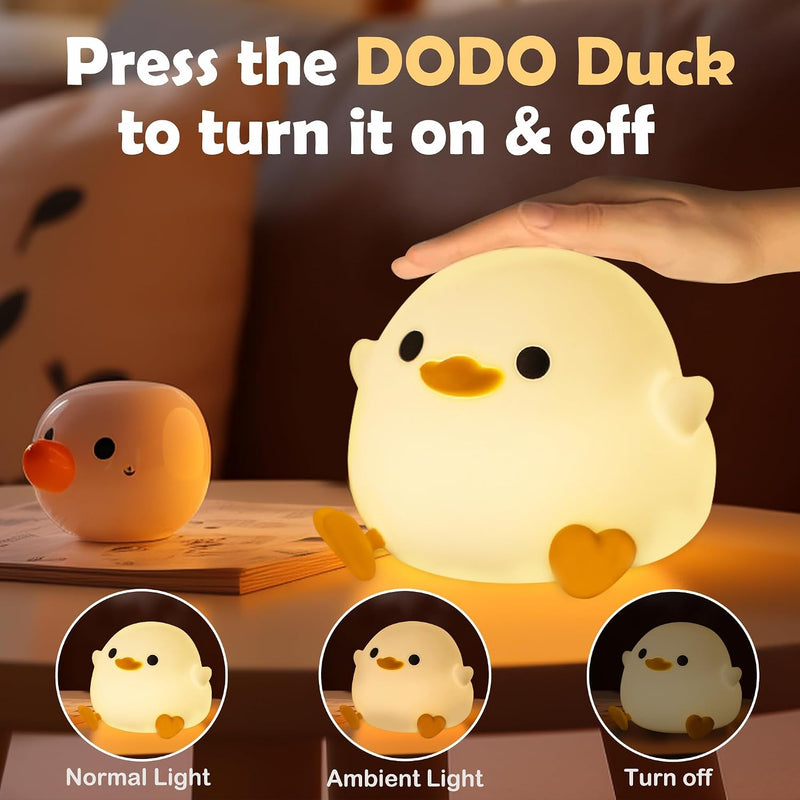 Dimmable Duck Lamp, Cute Silicone Touch Control USB Rechargeable Night Light for Kids Room Decor Gift