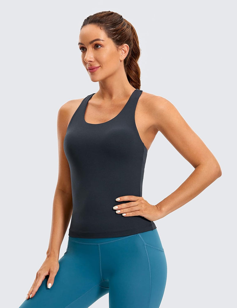 CRZ YOGA Butterluxe Workout Tank Tops for Women Built in Shelf Bras Padded - Racerback Athletic Spandex Yoga Camisole