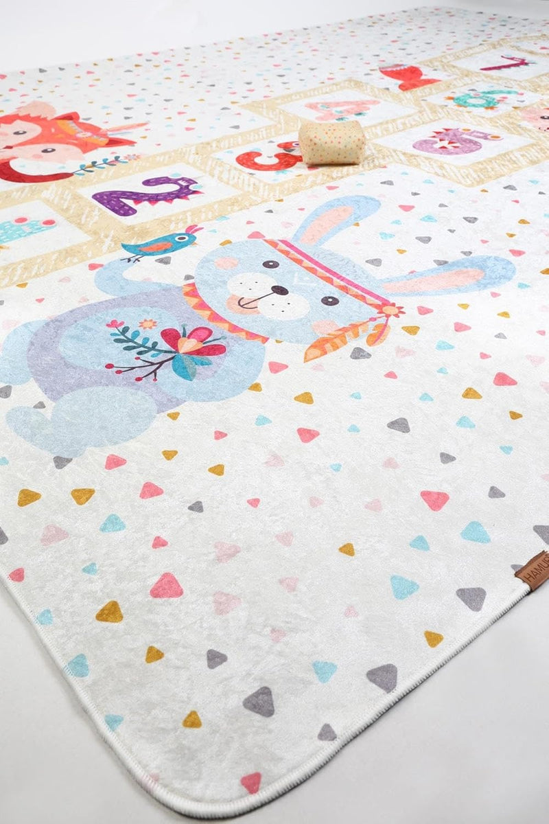 Hamur Home Baby Play Mat Non-slip Play Mat Foldable Crawling Mat Kids Baby Mat 150 X 150 Cm For Kids Room Playroom Washable Machine Washable Kids Carpet (Animals)