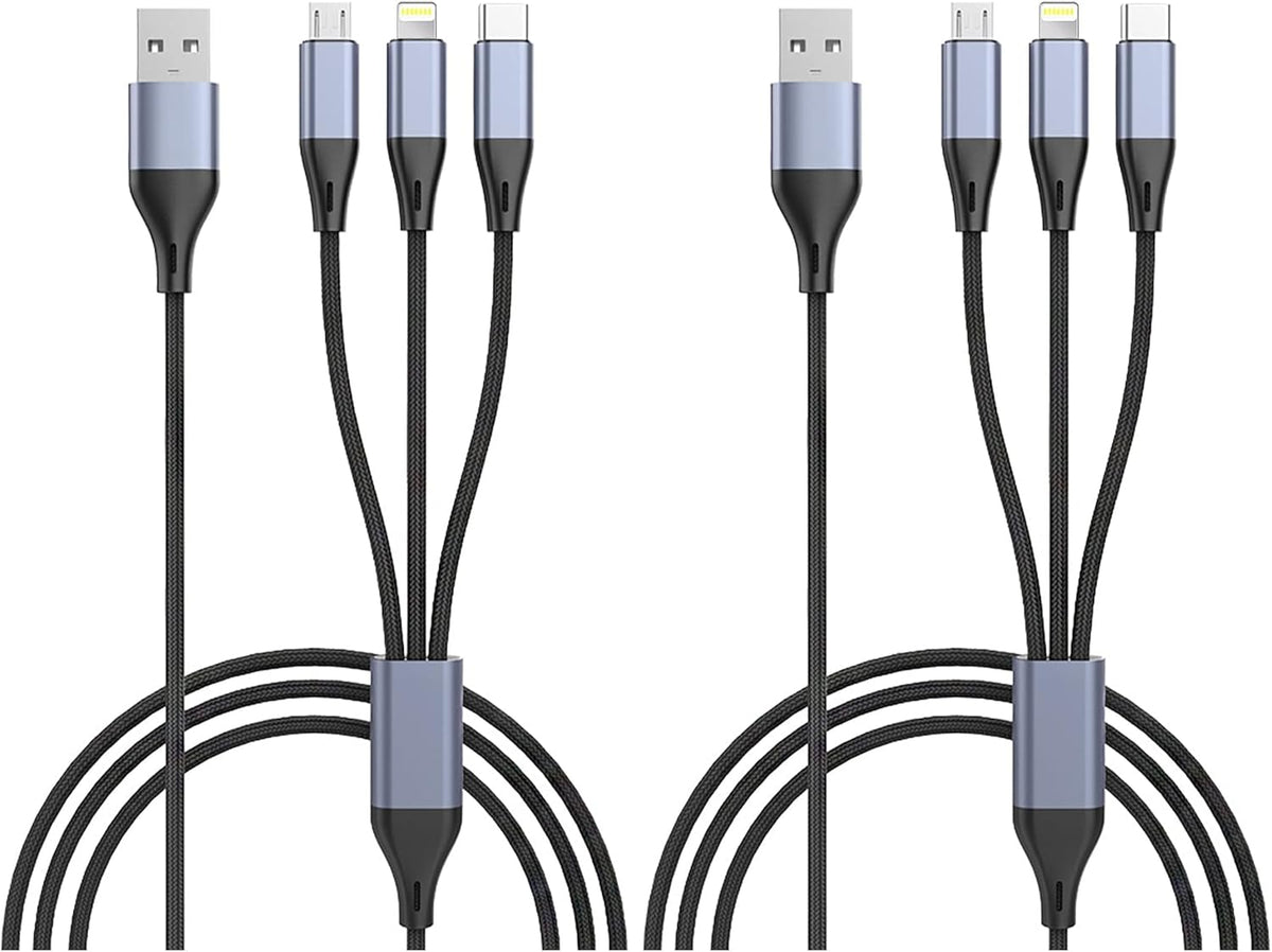 SKY-TOUCH 3 in 1 USB Phone Charger Cables 5A Fast Braided Nylon Unbreakable Charging Cable, Universal Multiple Ports Charging Cord with USB C/Micro USB/IOS Connector for Phones – image 3