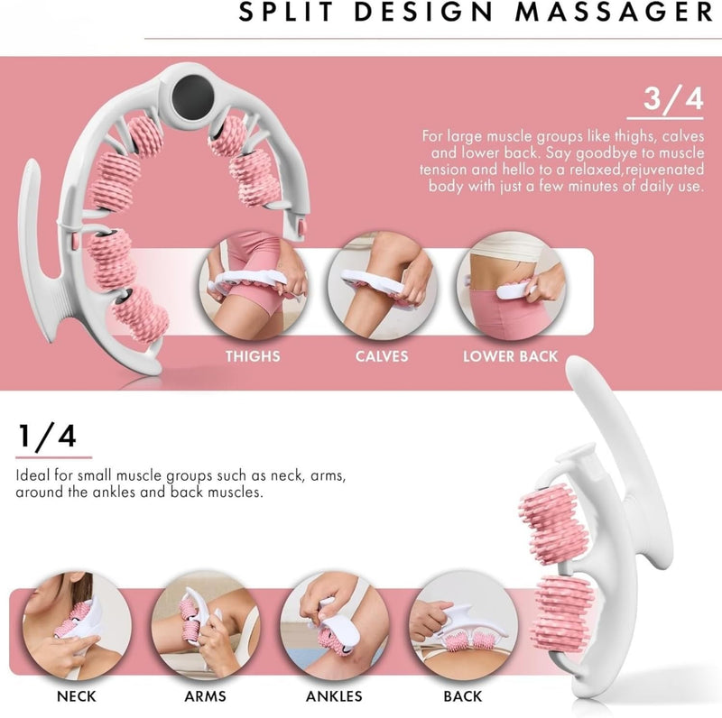 LIFE HACKS Manual Cellulite Massager Roller for Legs, Thighs & Arms Detachable Handheld Body Massage Tool for Lymphatic Drainage, Skin Firming & Smoother Appearance