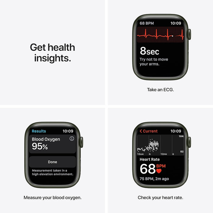 Apple Watch Series 7 (GPS, 45mm) Smart watch - Midnight Aluminium Case with Midnight Sport Band - Regular. Fitness Tracker, Blood Oxygen & ECG Apps, Always-On Retina Display, Water Resistant (Renewed)
