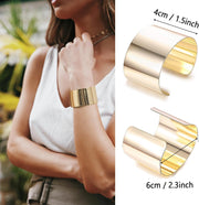 2pcs Gold Cuff Bracelets, Chunky Bracelet for Women, Opening Bracelets, High-Grade Metal Bracelet, C-Shaped Adjustable Polished, Daily Versatile for Women, Open Wide Wire Bangle Bracelets