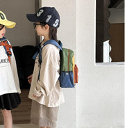 Kids Backpack, 27x13x34cm, Colourful Oxford Fabric School Bag, Lightweight Travel Rucksack for Boys and Girls
