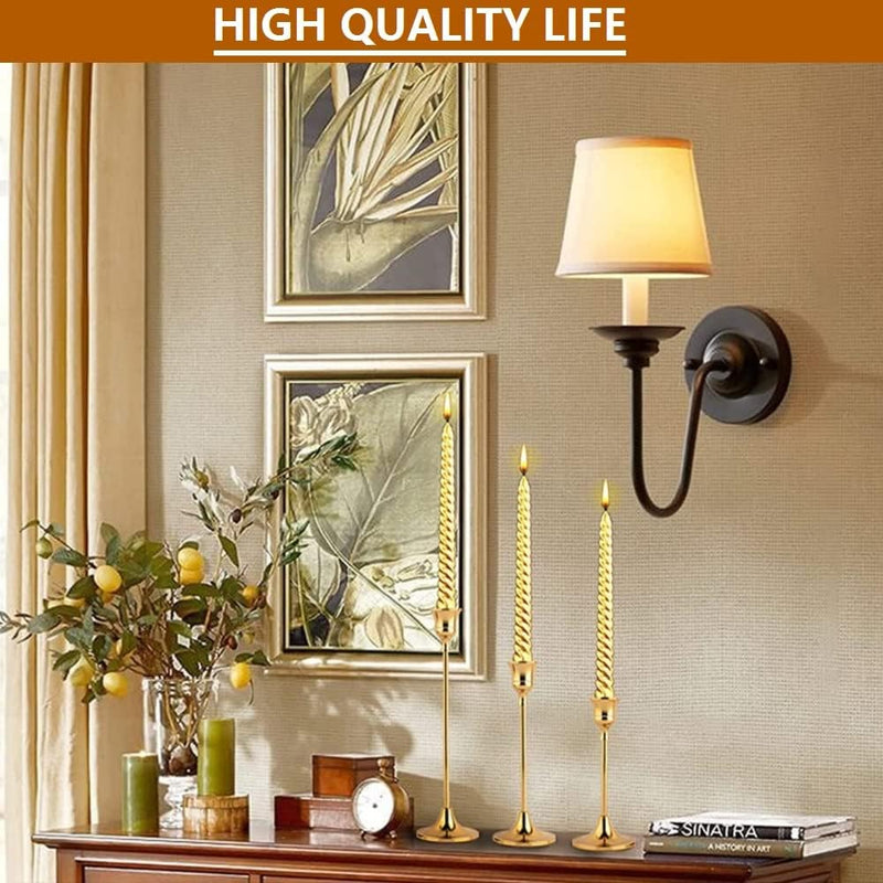 KGYMJR Set of 3 Copper Candle Holders for Tapered Candles, LED Candles, Decorative Candle Holders for Home Decor, Table, Wedding, Party, Anniversary,Christmas