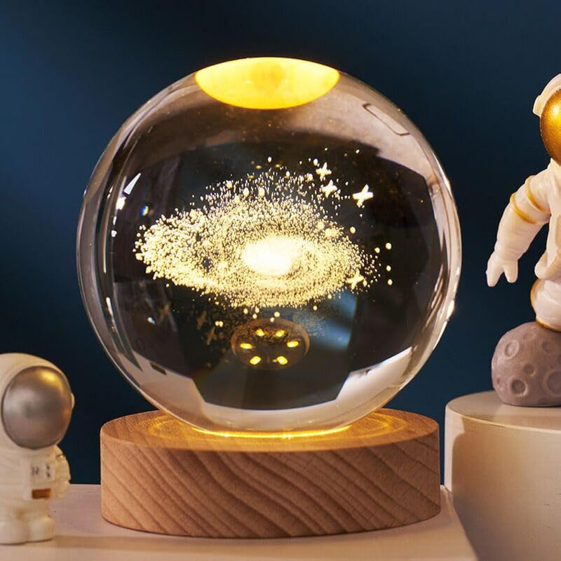 KAERDIYA 3D Starry Night Light, 8.5cm Galaxy Crystal Ball, Touch Switch LED, Home Decor Gift (SJQ-011-YINHE-SE)