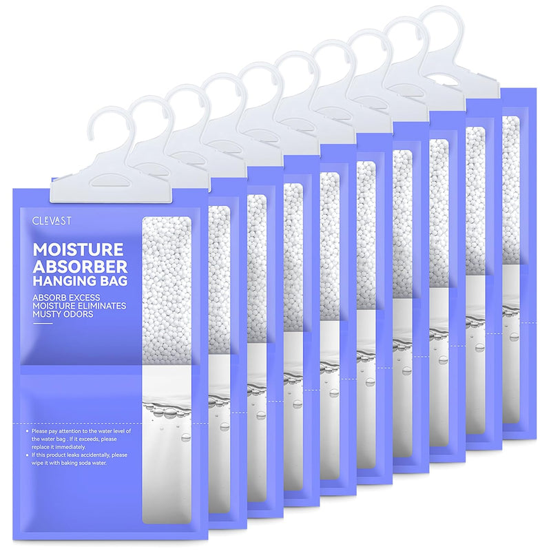CLEVAST Moisture Absorbers Packets (230g/pack) - 10 Pack, Dehumidifier Bags for Closet, Hanging Humidity Absorber in Wardrobes, Bedrooms, Bathrooms