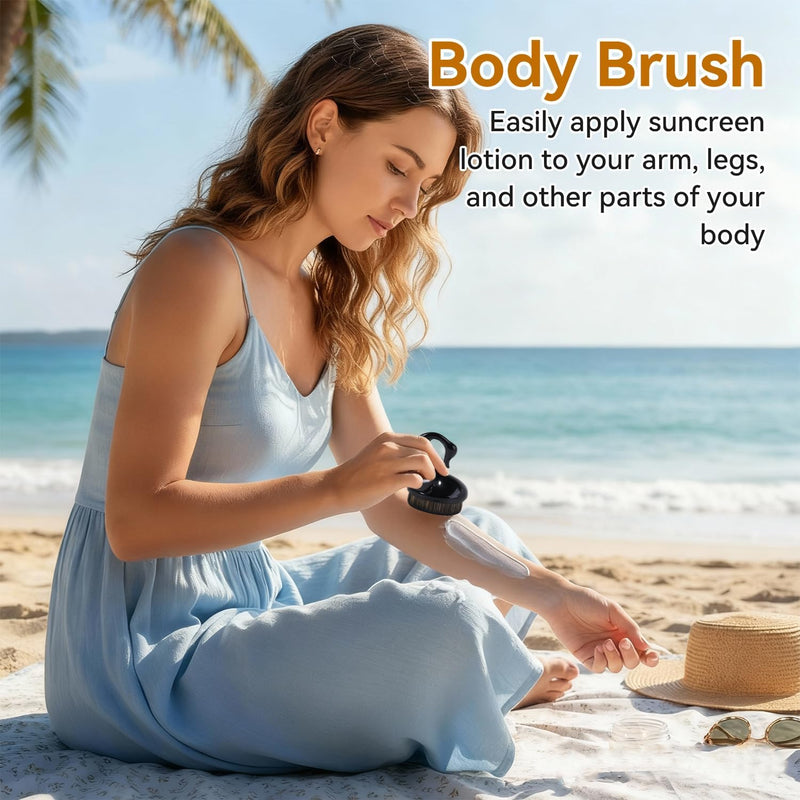 Foundation Brush for Liquid Makeup, Self Tanner Applicator Tanning Brush with Swan-shap Handle and Case, Body Makeup Brush Kabuki Brush for Smooth Application & Even Coverage (Black)