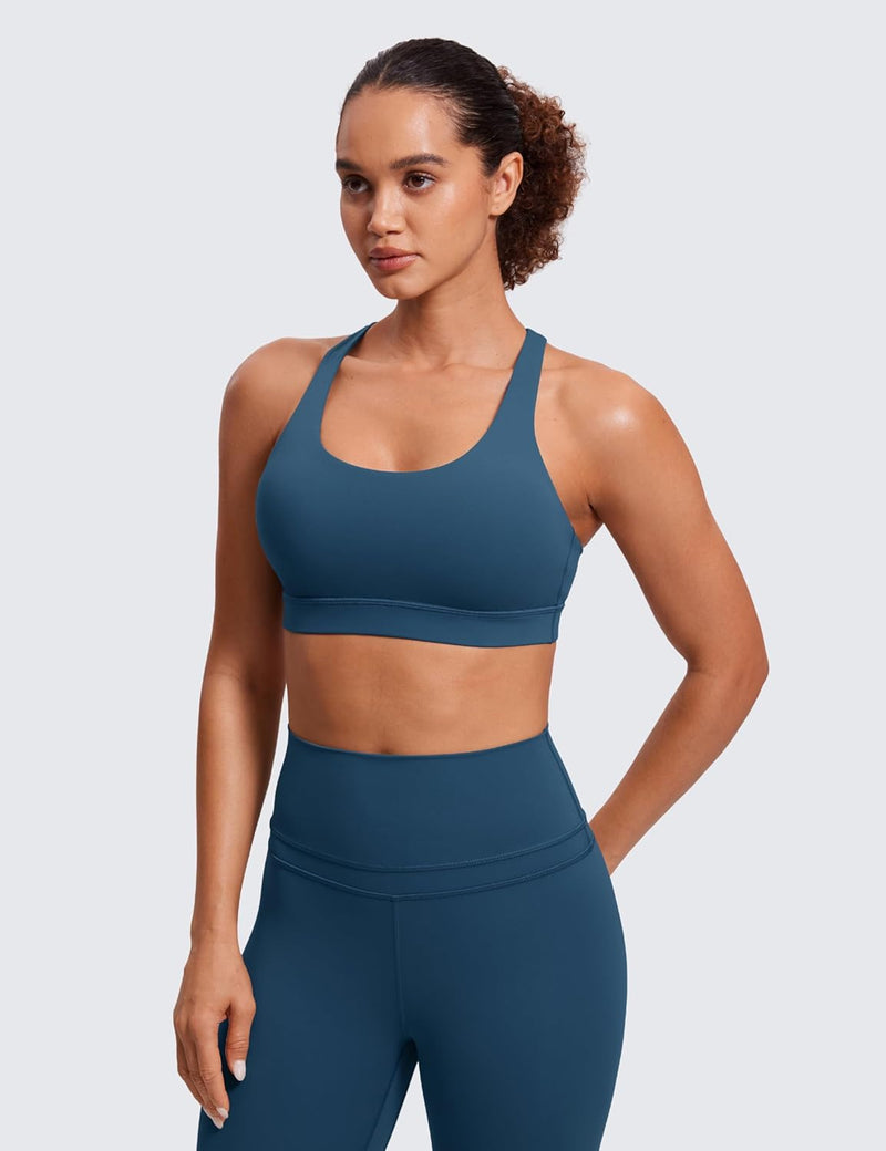 CRZ YOGA Women's Strappy Sports Bras Fitness Workout Padded Yoga Top Criss Cross Back Cami