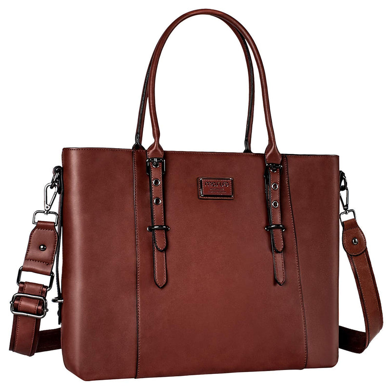 MOSISO PU Leather Laptop Tote Bag for Women