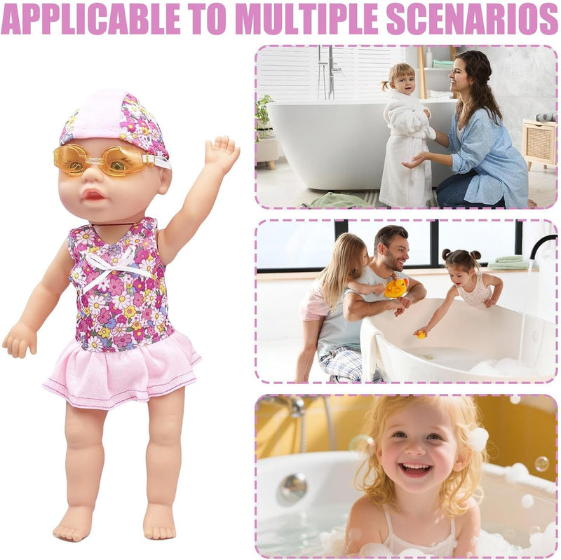 Bath Swimming Doll Toy, Baby Doll for Bathtub, Waterproof Bathtub Pool Floats, Battery-Powered Bathtub Toy Floating Swimming Figure for Beach Pool Outdoor Indoor