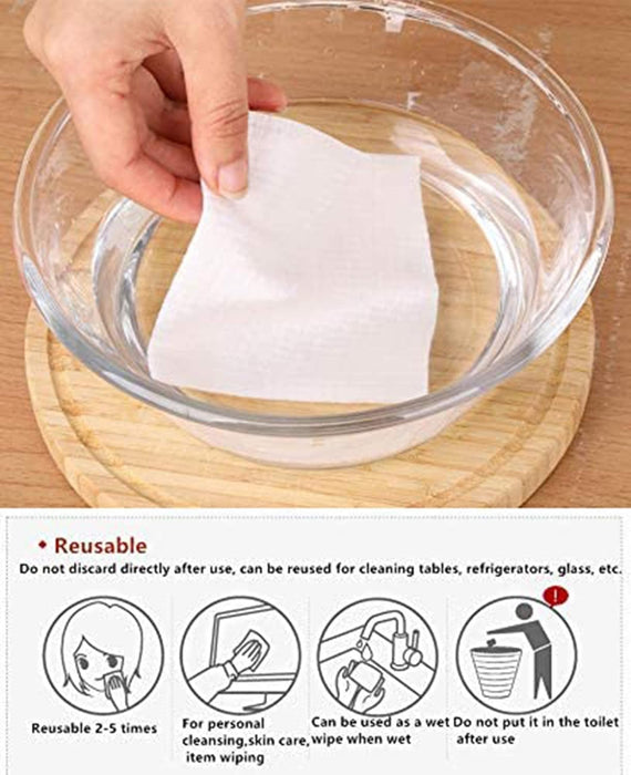 KASTWAVE Face Towels, Disposable Biodegradable Clean Facial Wash Cloth for Sensitive Skin, 100% Cotton Facial Tissue for Cleansing, Skincare and Makeup Remover, Dry Wipes