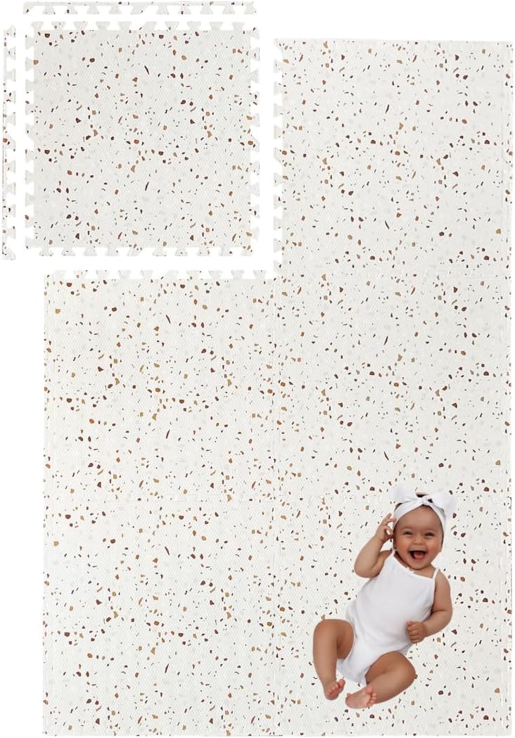 Simple Kid Co. Play Mat for Baby, Toddler and Infants, Six Interlocking Tiles Made with Soft Non-Toxic EVA Foam, 4x6 feet (Clay Terrazzo)