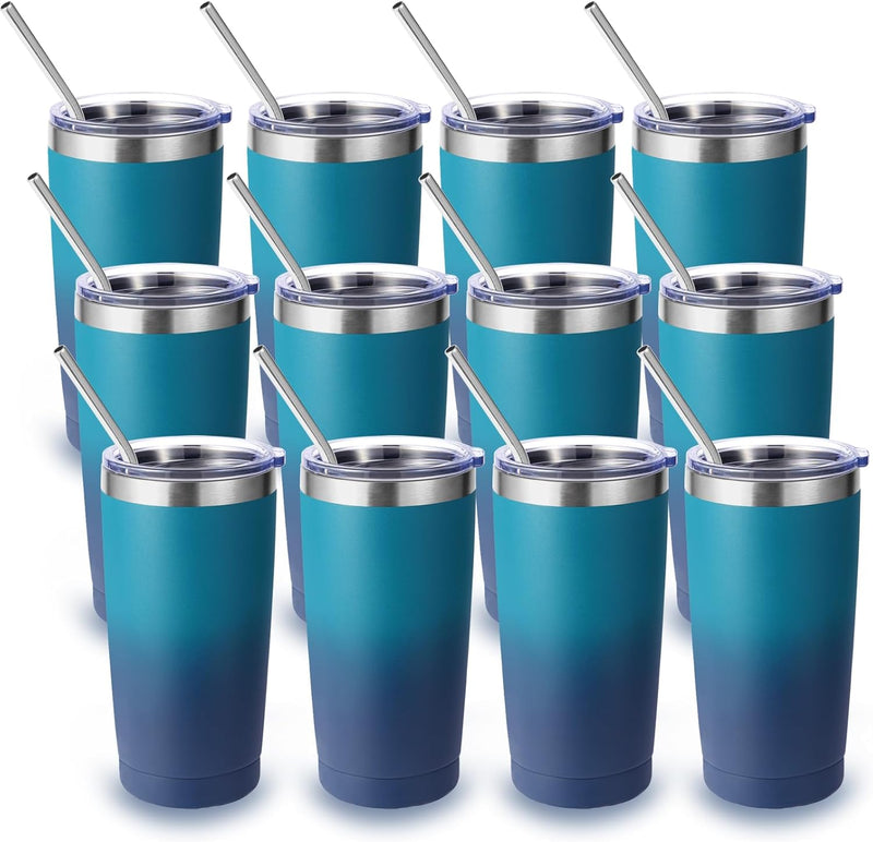 Volhoply 20oz Stainless Steel Tumbler with Lid and Straw,Double Wall Insulated Travel Iced Coffee Mug Fits Car Cup holder,Powder Coated Cups for Hot and Cold Drinks,Gifts for Women Men（White,1 Set）