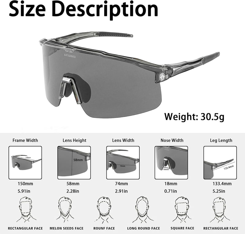 ASTARIKO Polarized Sports Sunglasses for Men & Women – UV400 Protection, Anti-Slip TR90 Half-Frame for Running, Cycling, Golf & Outdoor Activities
