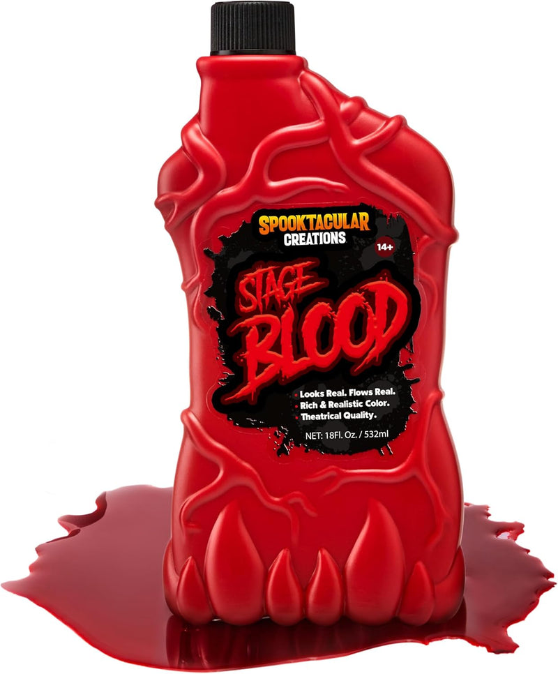 Spooktacular Creations 18 oz Fake Halloween Vampire Blood Bottle for Halloween Costume, Zombie, Vampire and Monster Makeup & Dress Up