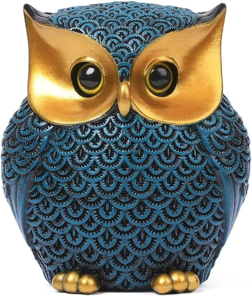 Artpaul Owl Decor Home Décor Accents Small Decor Items for Shelf Owl Figurines Home Decor Owl Decorations for Home, Office, Gifts for Owl Lover(White) - Blue