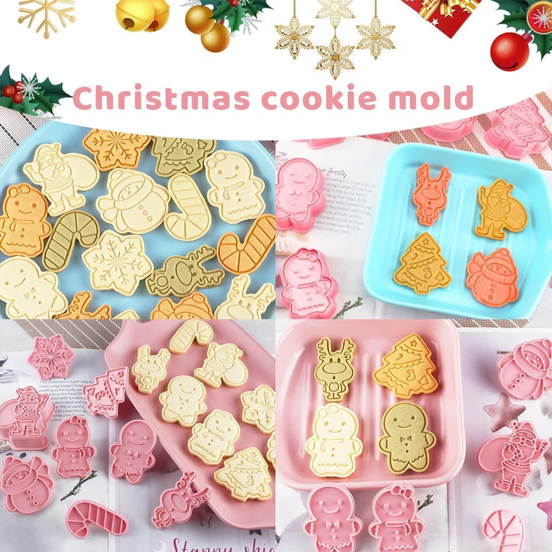 Christmas Cookie Cutters Set 12pcs Holiday Baking Set and DIY Fun 3D Christmas Cookie Stamps for Kids Fondant Mould Christmas Party Suppllies