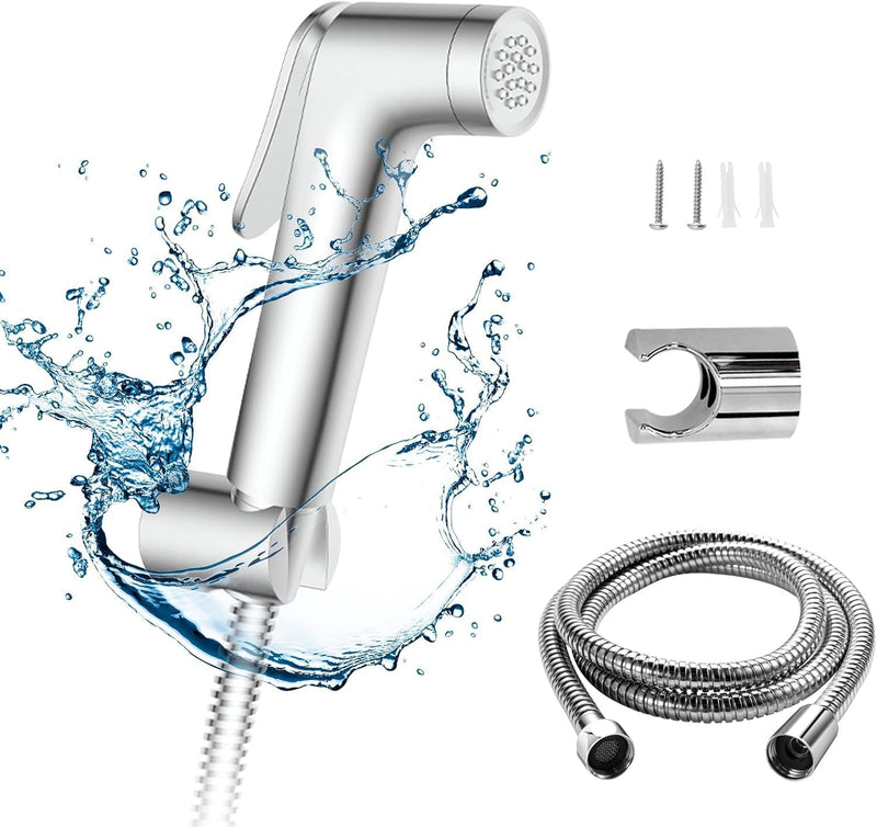 You Bella Shattaf Set, Bidet Sprayer for Toilet with 47inch Stainless Steel Bidet Hose, Wall Mounted Handheld Bathroom Spray for Personal Hygiene, Chrome