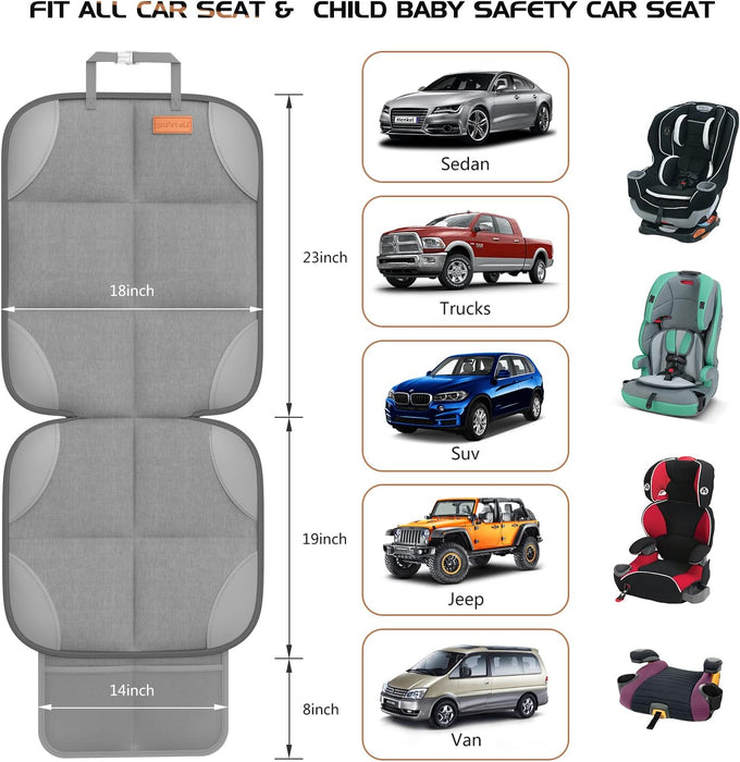 Smart elf Car Seat Protector, 2Pack Seat Protector Protects Child Seats with Thickest Padding and Non-Slip Backing Mesh Pockets for Baby and Pet, Black