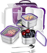TAPIT Stainless Steel Lunch Box - Insulated Bento Box Multifunctional Containers Food Containers with 2 Compartments,Tableware, Nylon insulation bag (Grey) - Z01-Purple 1060ml Stainless Steel
