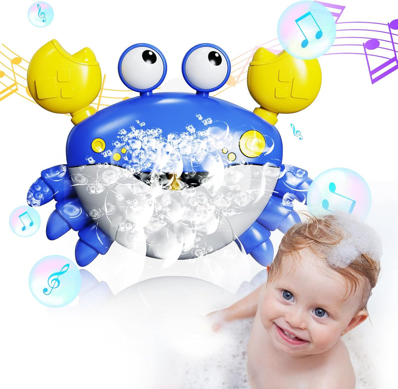 Crab Bath Toys: Bath Toys for Toddlers, Blow Bubbles and Plays 12 Childrens Songs, Sing-Along Bath Bubble Maker for Baby (Red) - Blue