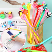Black Ink Gel Pen Bulk, 50 Pcs Random Cartoon Cute Gel Ink RollerBall Pens Bulk Assorted Styles Novelty Writing Pen for Kids Gift School Office Home Supplies Present