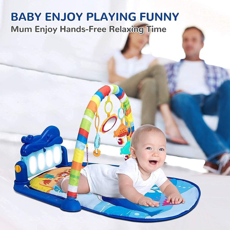 Baybee Piano Play Gym Mat for Babies 0-12 Months - Activity Playgym With 5 Hanging Toys & Rotatable Piano Bedding Set Crawling Mat