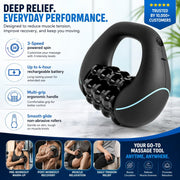 Electric Deep Rolling Myofascial Massager with Type-C Fast Charge, 1800mAh Rechargeable Handheld Roller for Muscle Tension & Cellulite, Portable Body Relaxer