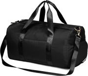 Duffle Bag for Women, Sports Duffel Bag for Gym with Wet Pocket & Shoe Compartment, Overnight Weekender Travel Bag - black