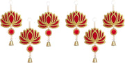 Handmade Wall Decor Lotus With Jhumki Style Hanging For Home Decor,Diwali Decor, Pooja and All Festival Decor (Pack of 6)