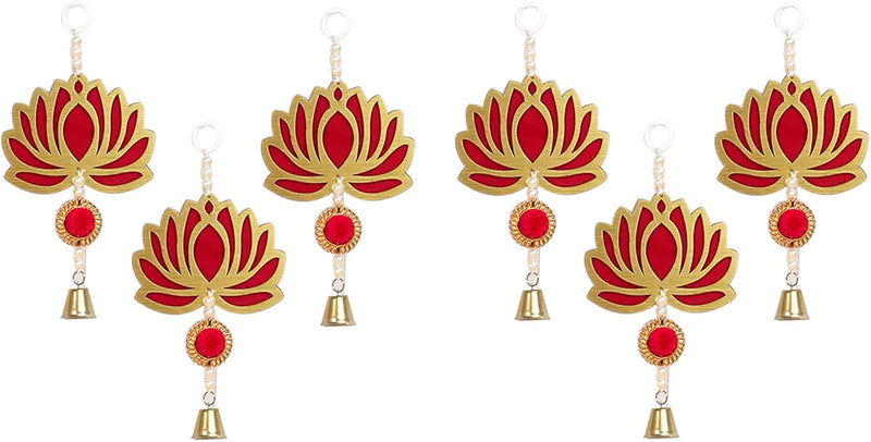 Handmade Wall Decor Lotus With Jhumki Style Hanging For Home Decor,Diwali Decor, Pooja and All Festival Decor (Pack of 6)