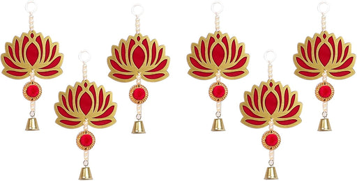 Handmade Wall Decor Lotus With Jhumki Style Hanging For Home Decor,Diwali Decor, Pooja and All Festival Decor (Pack of 6)