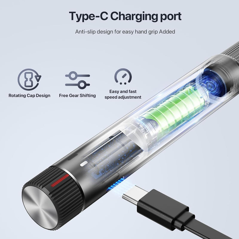 NALACAL Electric Engraving Pen, USB Rechargeable Rotary Tool with 24 Bits, Cordless DIY Jewelry Engraver for Wood, Glass, Stone, Carving, Resin