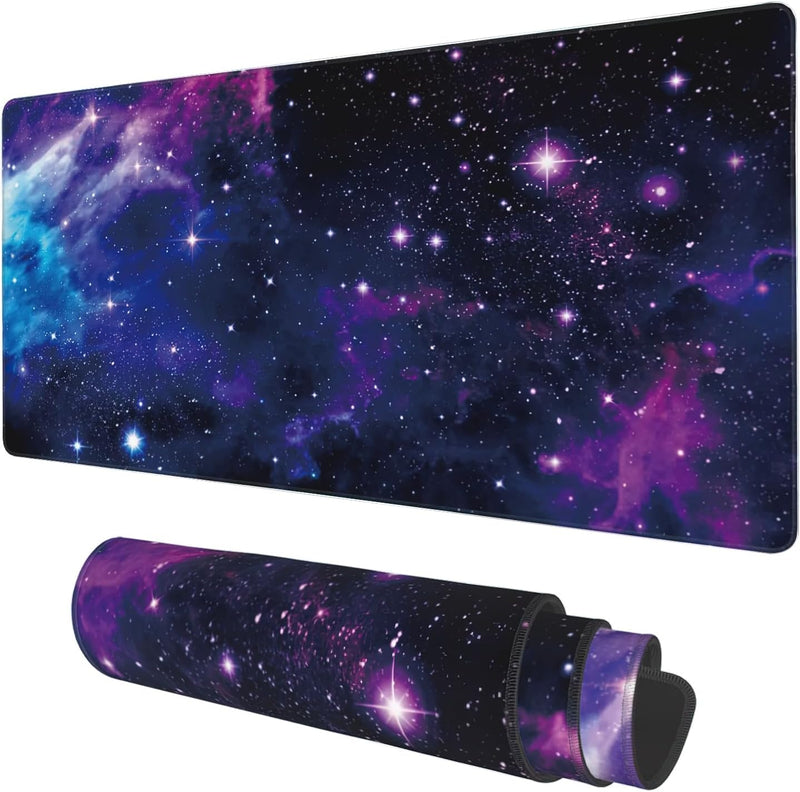 Desk Mat, Field Landscape Oil Painting Extended Gaming Mouse Pad Large, 31.5"x11.8" Big Mouse Pad with Non-Slip Base and Stitched Edge, Long Computer Keyboard Mouse Mat for Home Office Work - 39.9 x 89.9 Ø³Ù Galaxy Nebula Universe Space