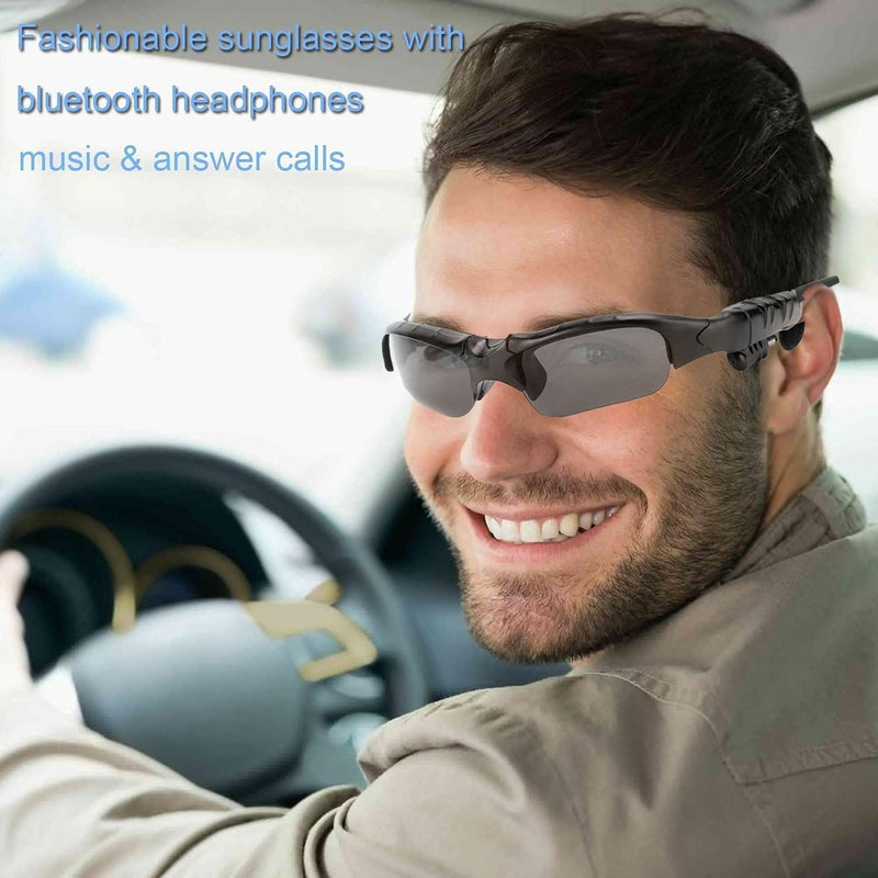 Bluetooth Sunglasses, Wireless Music Sunglasses Men Women Sports Sunglasses Smart Glasses Handfree Call Headphone Stereo Sound with Mic for Smart Phone, Outdoor Travel Driving Cycling (Gray Black)