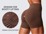 CRZ YOGA Womens Butterlift High Waist Scrunch Butt Biker Shorts 4 Inches - No Front Seam Workout Yoga Gym Booty Shorts