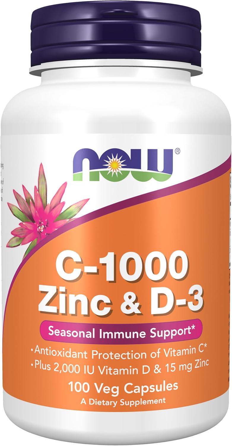 Foods C-1000 with Zinc & Vitamin D-3 Seasonal Immune Support & Antioxidant Protection & Bone Health & Overall Wellness 100 Veg Capsules
