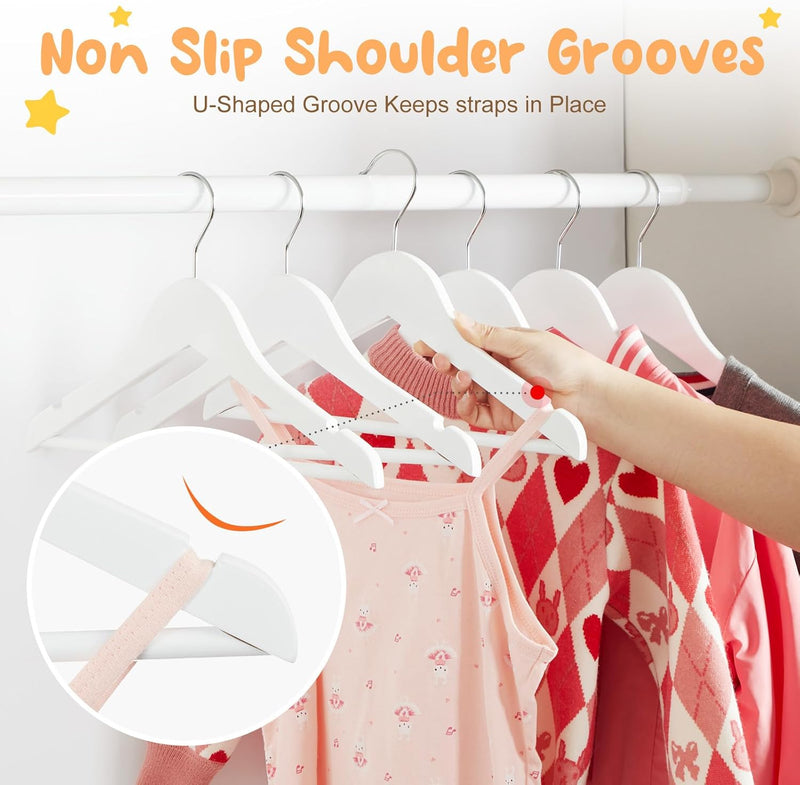 HOUSE DAY Wooden Baby Hangers for Closet 20 Pack, Kids Wooden Hangers Baby Clothes Hangers, 360° Swivel Hook Heavy Duty Toddler Hangers Baby Coat Hangers for Suits, Pants and Jackets, Natural