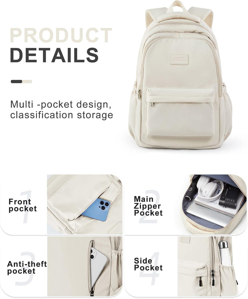 VECAVE Lightweight Casual Laptop Backpack Purse for Women,Travel Backpack with laptop compartment