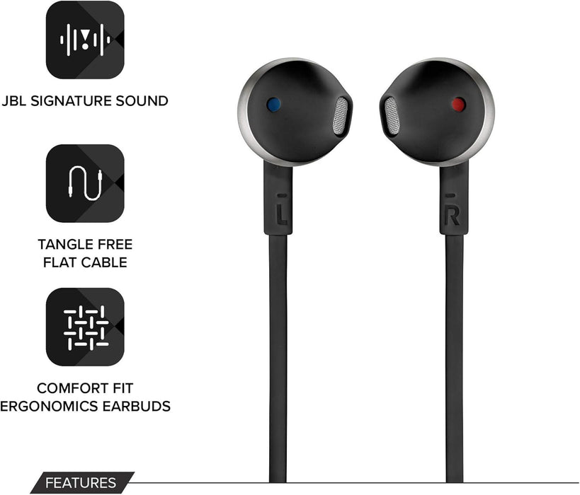 JBL T205 Wired In-Ear Headphones - Black earphones Airpods earbuds headphones